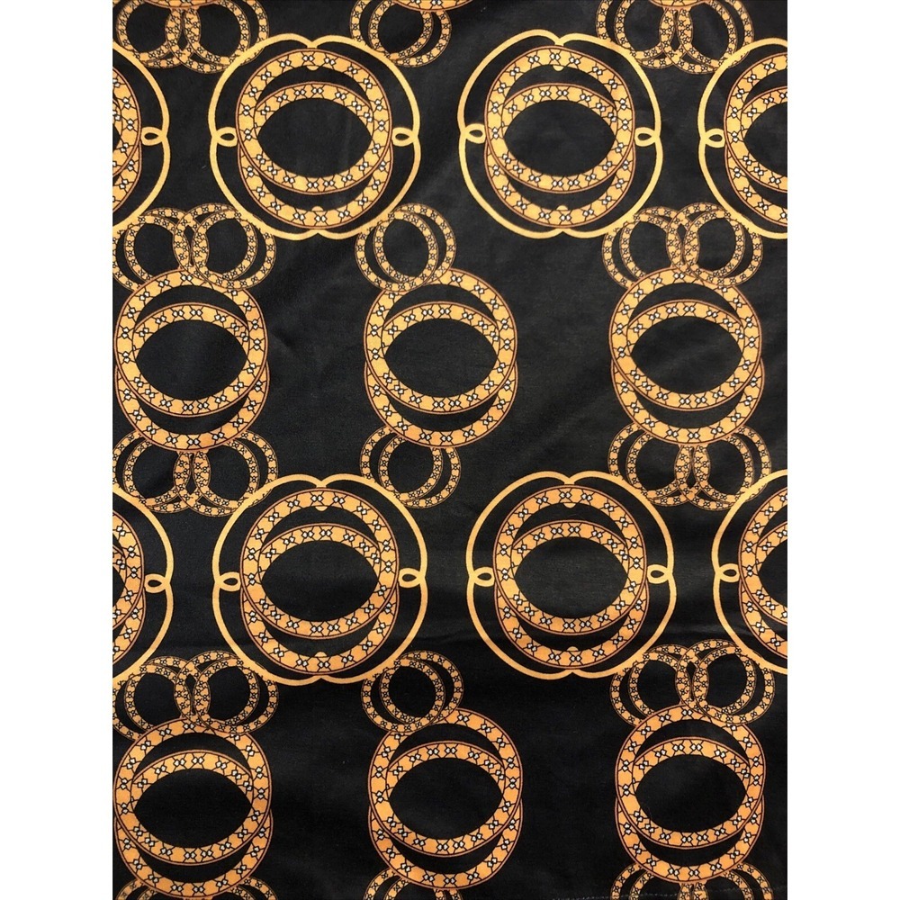 Pavini Polo Shirt Mens Size L-XL Black Gold Rings Circles Graphic Print - Picture 4 of 9